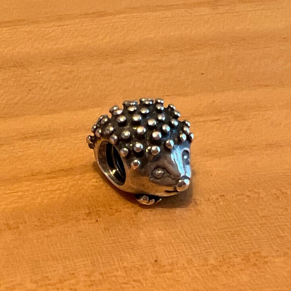 Authentic Pandora silver hedgehog charm